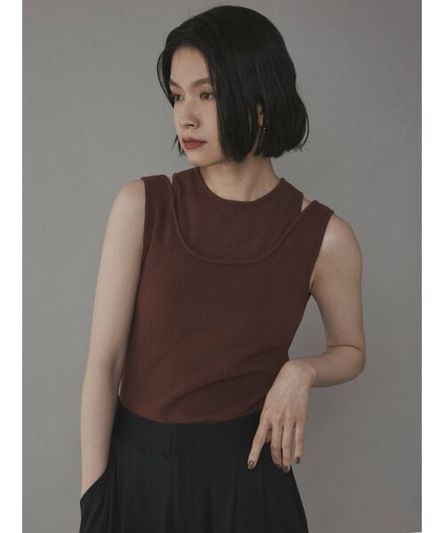 COTORICA(コトリカ)の「アメスリレイヤードニットタンク(ニット/セーター・レディース・ブラック/ブラウン/グリーン/アイボリー・FREE)」の3枚目の写真