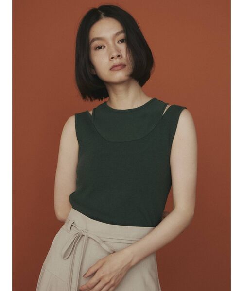 COTORICA(コトリカ)の「アメスリレイヤードニットタンク(ニット/セーター・レディース・ブラック/ブラウン/グリーン/アイボリー・FREE)」の4枚目の写真