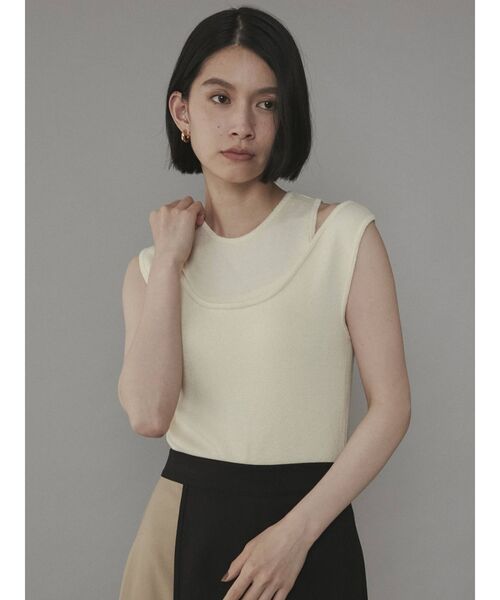 COTORICA(コトリカ)の「アメスリレイヤードニットタンク(ニット/セーター・レディース・ブラック/ブラウン/グリーン/アイボリー・FREE)」の1枚目の写真