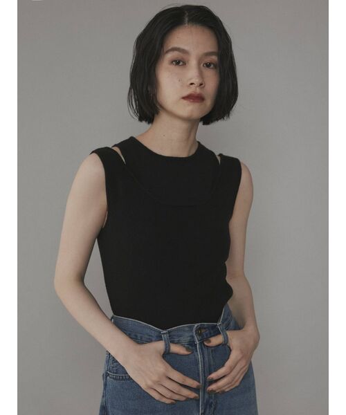 COTORICA(コトリカ)の「アメスリレイヤードニットタンク(ニット/セーター・レディース・ブラック/ブラウン/グリーン/アイボリー・FREE)」の2枚目の写真