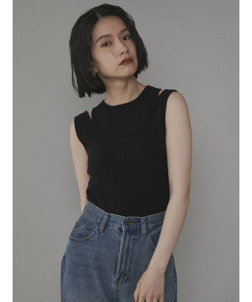 COTORICA(コトリカ)の「アメスリレイヤードニットタンク(ニット/セーター・レディース・ブラック/ブラウン/グリーン/アイボリー・FREE)」の7枚目の写真