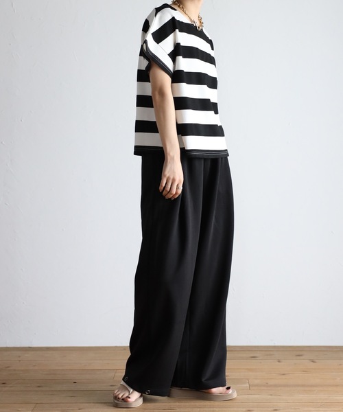 ap retro（アプレトロ）の「【_____m.weコラボ】ダイバーギャザータックワイドパンツ/裾ボタンパンツ　２WAYパンツ（その他パンツ・レディース・ブラック/グリーン/アイボリー/ブルー/ブラウン/グレイッシュブルー・FREE）」の20枚目の写真