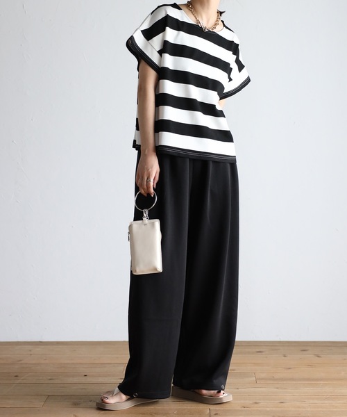 ap retro（アプレトロ）の「【_____m.weコラボ】ダイバーギャザータックワイドパンツ/裾ボタンパンツ　２WAYパンツ（その他パンツ・レディース・ブラック/グリーン/アイボリー/ブルー/ブラウン/グレイッシュブルー・FREE）」の19枚目の写真