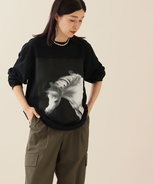 JANESMITH（ジェーンスミス）の「【JANE SMITH/ジェーンスミス】HORSE No.1 LONG SLEEVE T-SHIR：カットソー（Tシャツ/カットソー・レディース・ホワイト/ブラック・MEDIUM）」の2枚目の写真