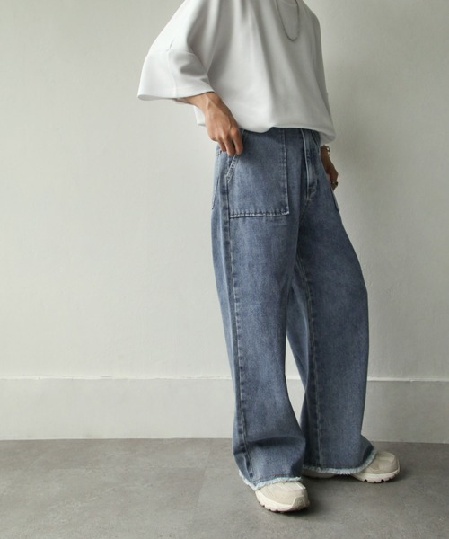 NILWAY（ニルウェイ）の「カットオフベイカーデニムワイドストレートパンツ（デニムパンツ・メンズ・オフホワイト/サックスブルー/インディゴブルー・SMALL/MEDIUM/LARGE）」の14枚目の写真