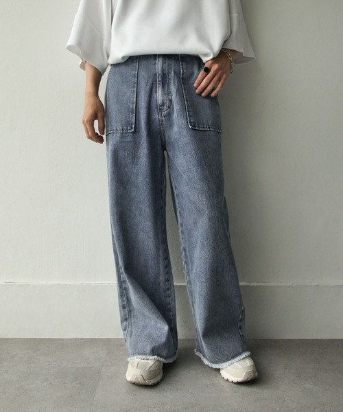 NILWAY（ニルウェイ）の「カットオフベイカーデニムワイドストレートパンツ（デニムパンツ・メンズ・オフホワイト/サックスブルー/インディゴブルー・SMALL/MEDIUM/LARGE）」の16枚目の写真