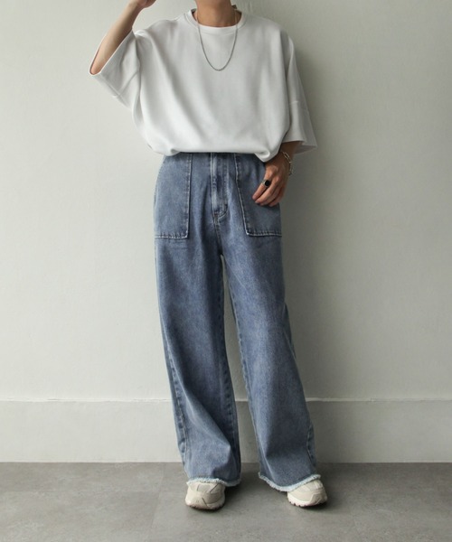 NILWAY（ニルウェイ）の「カットオフベイカーデニムワイドストレートパンツ（デニムパンツ・メンズ・オフホワイト/サックスブルー/インディゴブルー・SMALL/MEDIUM/LARGE）」の13枚目の写真