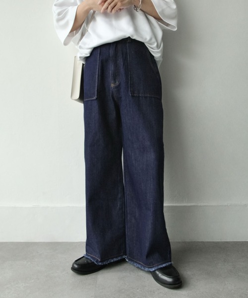 NILWAY（ニルウェイ）の「カットオフベイカーデニムワイドストレートパンツ（デニムパンツ・メンズ・オフホワイト/サックスブルー/インディゴブルー・SMALL/MEDIUM/LARGE）」の19枚目の写真