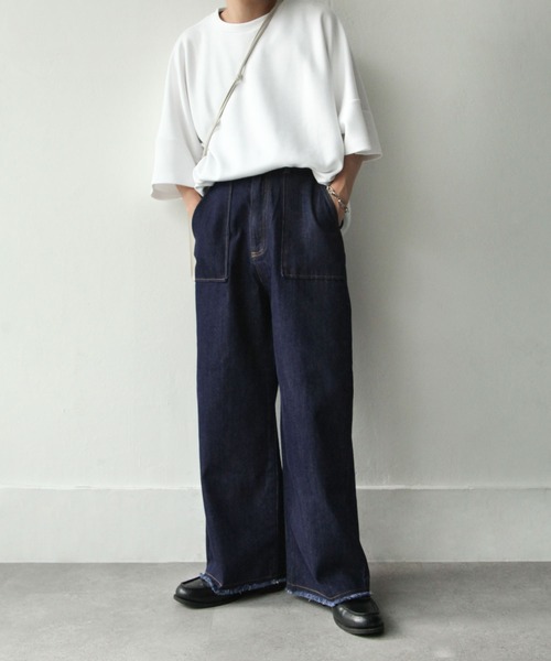 NILWAY（ニルウェイ）の「カットオフベイカーデニムワイドストレートパンツ（デニムパンツ・メンズ・オフホワイト/サックスブルー/インディゴブルー・SMALL/MEDIUM/LARGE）」の18枚目の写真