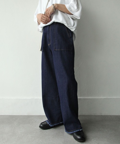 NILWAY（ニルウェイ）の「カットオフベイカーデニムワイドストレートパンツ（デニムパンツ・メンズ・オフホワイト/サックスブルー/インディゴブルー・SMALL/MEDIUM/LARGE）」の20枚目の写真