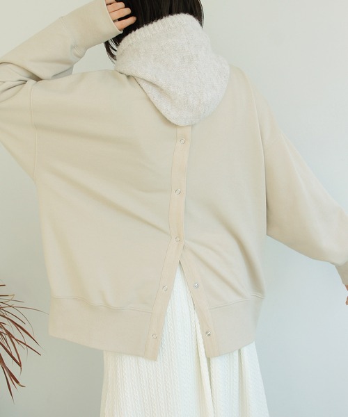 Crisp（クリスプ）の「2wayスウェットカーディガン（カーディガン/ボレロ・レディース・アイボリー/ブラック/グリーン/パープル・FREE）」の2枚目の写真