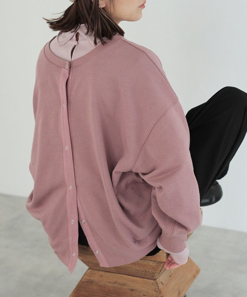 Crisp（クリスプ）の「2wayスウェットカーディガン（カーディガン/ボレロ・レディース・アイボリー/ブラック/グリーン/パープル・FREE）」の4枚目の写真