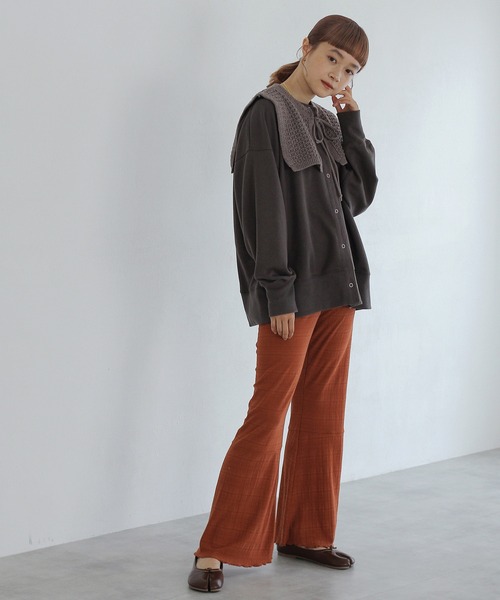 Crisp（クリスプ）の「2wayスウェットカーディガン（カーディガン/ボレロ・レディース・アイボリー/ブラック/グリーン/パープル・FREE）」の5枚目の写真