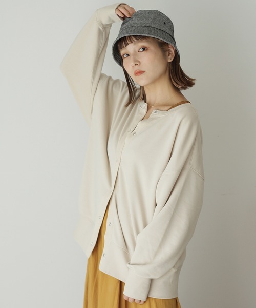 Crisp（クリスプ）の「2wayスウェットカーディガン（カーディガン/ボレロ・レディース・アイボリー/ブラック/グリーン/パープル・FREE）」の15枚目の写真