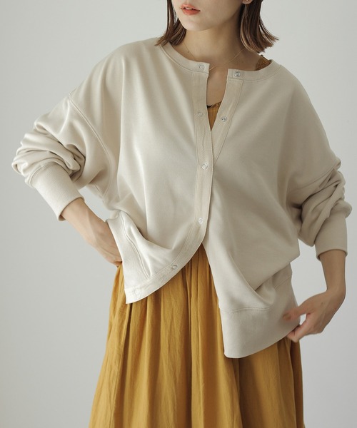 Crisp（クリスプ）の「2wayスウェットカーディガン（カーディガン/ボレロ・レディース・アイボリー/ブラック/グリーン/パープル・FREE）」の16枚目の写真