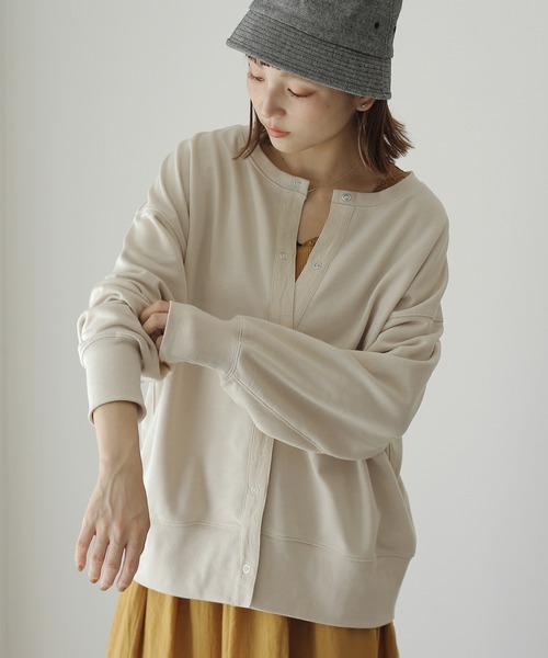 Crisp（クリスプ）の「2wayスウェットカーディガン（カーディガン/ボレロ・レディース・アイボリー/ブラック/グリーン/パープル・FREE）」の17枚目の写真