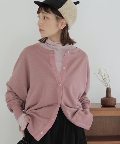 Crisp（クリスプ）の「2wayスウェットカーディガン（カーディガン/ボレロ・レディース・アイボリー/ブラック/グリーン/パープル・FREE）」の22枚目の写真