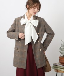 couture brooch | 【MORE10月号掲載/ONOFF問わず活躍する定番ブレザー♪】ゴールドカラー釦 ダブルブレストジャケット(テーラードジャケット)