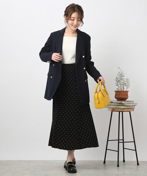 couture brooch（クチュールブローチ）の「◆【ON・OFF問わず着回し】ゴールドカラー釦 ダブルブレストジャケット（テーラードジャケット・レディース・ネイビー/ブラウン系2・40/38/42）」の3枚目の写真