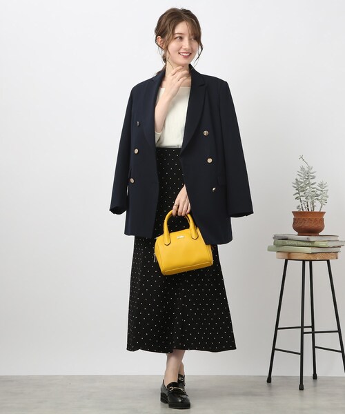 couture brooch（クチュールブローチ）の「◆【ON・OFF問わず着回し】ゴールドカラー釦 ダブルブレストジャケット（テーラードジャケット・レディース・ネイビー/ブラウン系2・40/38/42）」の6枚目の写真