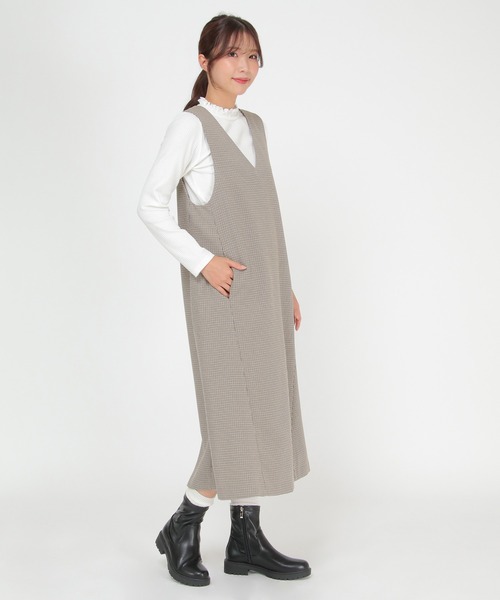 ikka（イッカ）の「ウーリッシュフラノジャンパースカート（ジャンパースカート・レディース・ブラック/ブラウン系その他・M/L）」の12枚目の写真