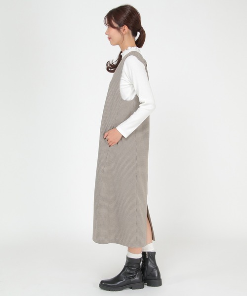 ikka（イッカ）の「ウーリッシュフラノジャンパースカート（ジャンパースカート・レディース・ブラック/ブラウン系その他・M/L）」の3枚目の写真