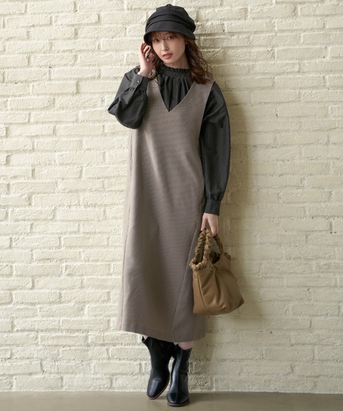 ikka（イッカ）の「ウーリッシュフラノジャンパースカート（ジャンパースカート・レディース・ブラック/ブラウン系その他・M/L）」の22枚目の写真