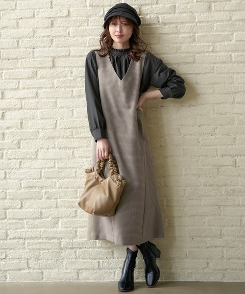 ikka（イッカ）の「ウーリッシュフラノジャンパースカート（ジャンパースカート・レディース・ブラック/ブラウン系その他・M/L）」の21枚目の写真