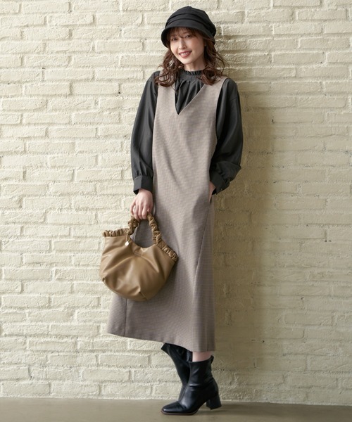 ikka（イッカ）の「ウーリッシュフラノジャンパースカート（ジャンパースカート・レディース・ブラック/ブラウン系その他・M/L）」の20枚目の写真