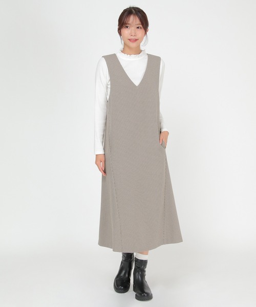 ikka（イッカ）の「ウーリッシュフラノジャンパースカート（ジャンパースカート・レディース・ブラック/ブラウン系その他・M/L）」の18枚目の写真