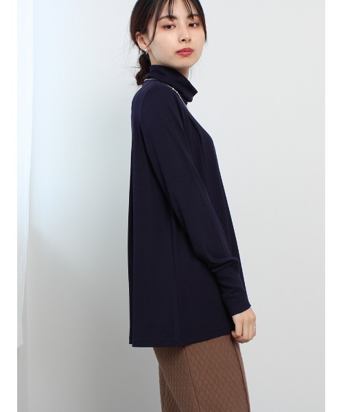 leswel（レスウェル）の「【M～5L 大きいサイズ】キレイめ テレコ タートルネック カットソー（Tシャツ/カットソー・レディース・ネイビー/ライトグレー/イエロー/オフホワイト・M/L/3L/5L/4L/LL）」の13枚目の写真