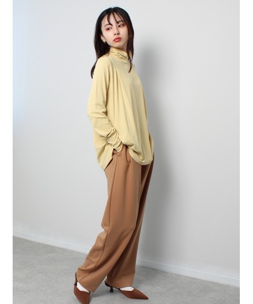 leswel（レスウェル）の「【M～5L 大きいサイズ】キレイめ テレコ タートルネック カットソー（Tシャツ/カットソー・レディース・ネイビー/ライトグレー/イエロー/オフホワイト・M/L/3L/5L/4L/LL）」の18枚目の写真