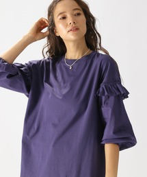 袖布帛フリル長袖プルオーバー