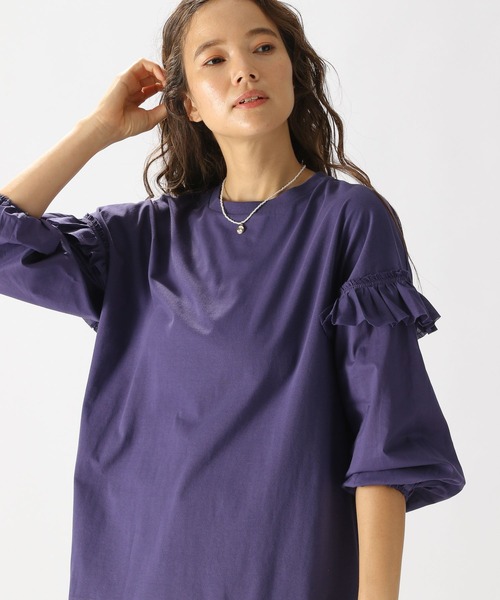 niko and...(ニコアンド)の「袖布帛フリル長袖プルオーバー(Tシャツ/カットソー・レディース・アイボリー/マスタード/パープル/ダークブラウン・LARGE/MEDIUM)」の3枚目の写真