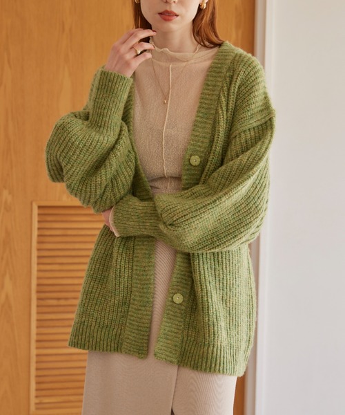 hinari(ヒナリ)の「紐付きミックスニットカーディガン(カーディガン/ボレロ・レディース・アイボリー/グリーン/ベージュ・FREE)」の12枚目の写真