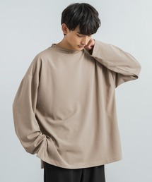 オーバーサイズ カットジョーゼット ワイドハイネックロングTシャツ