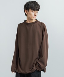 オーバーサイズ カットジョーゼット ワイドハイネックロングTシャツ
