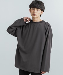 オーバーサイズ カットジョーゼット ワイドハイネックロングTシャツ