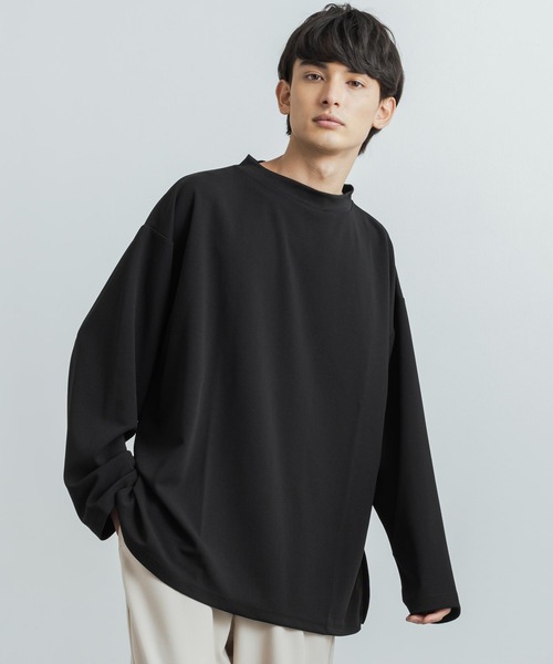 Rocky Monroe(ロッキーモンロー)の「オーバーサイズ カットジョーゼット ワイドハイネックロングTシャツ(Tシャツ/カットソー・メンズ・ホワイト/チャコールグレー/ブラック/グレー/ベージュ/ネイビー/ブラウン・M/L)」の3枚目の写真