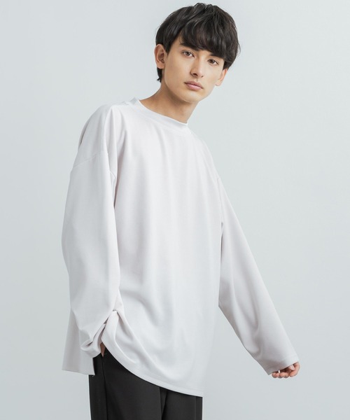 Rocky Monroe(ロッキーモンロー)の「オーバーサイズ カットジョーゼット ワイドハイネックロングTシャツ(Tシャツ/カットソー・メンズ・ホワイト/チャコールグレー/ブラック/グレー/ベージュ/ネイビー/ブラウン・M/L)」の15枚目の写真