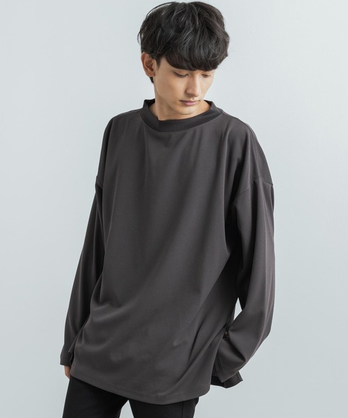Rocky Monroe(ロッキーモンロー)の「オーバーサイズ カットジョーゼット ワイドハイネックロングTシャツ(Tシャツ/カットソー・メンズ・ホワイト/チャコールグレー/ブラック/グレー/ベージュ/ネイビー/ブラウン・M/L)」の20枚目の写真