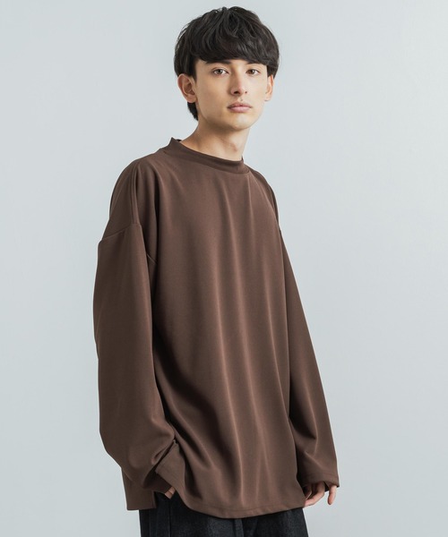 Rocky Monroe(ロッキーモンロー)の「オーバーサイズ カットジョーゼット ワイドハイネックロングTシャツ(Tシャツ/カットソー・メンズ・ホワイト/チャコールグレー/ブラック/グレー/ベージュ/ネイビー/ブラウン・M/L)」の12枚目の写真