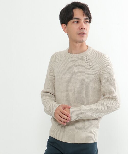 ikka(イッカ)の「【洗える/抗菌防臭】抗菌畦クル-ネックニット(ニット/セーター・メンズ・グレー/オレンジ/グリーン/ネイビー・S/M/L/XL)」の5枚目の写真