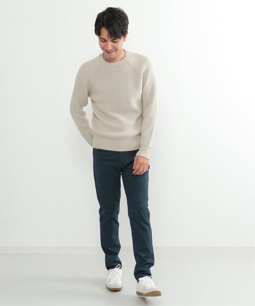 ikka(イッカ)の「【洗える/抗菌防臭】抗菌畦クル-ネックニット(ニット/セーター・メンズ・グレー/オレンジ/グリーン/ネイビー・S/M/L/XL)」の6枚目の写真