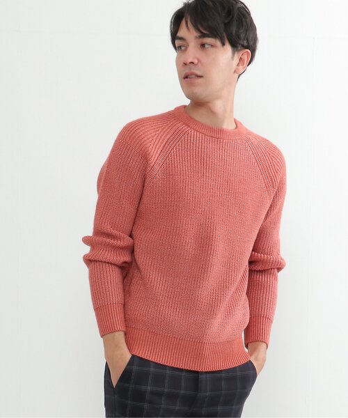 ikka(イッカ)の「【洗える/抗菌防臭】抗菌畦クル-ネックニット(ニット/セーター・メンズ・グレー/オレンジ/グリーン/ネイビー・S/M/L/XL)」の7枚目の写真