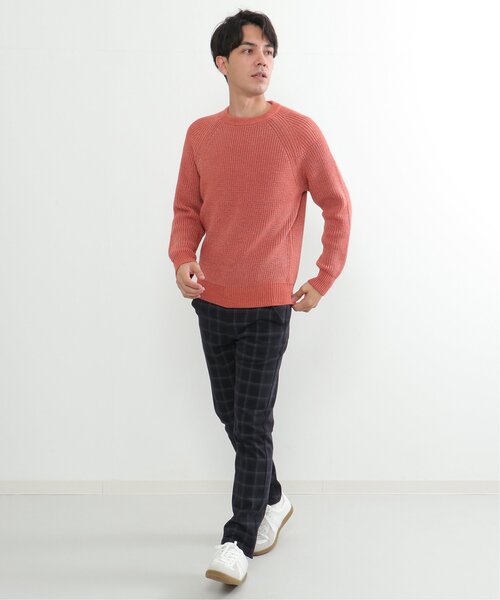 ikka(イッカ)の「【洗える/抗菌防臭】抗菌畦クル-ネックニット(ニット/セーター・メンズ・グレー/オレンジ/グリーン/ネイビー・S/M/L/XL)」の8枚目の写真