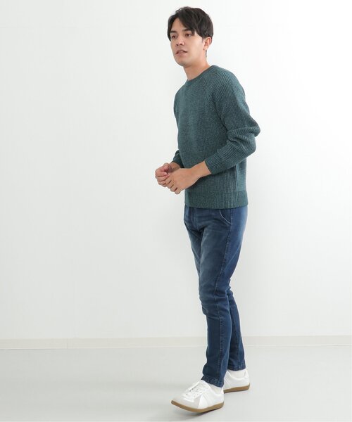 ikka(イッカ)の「【洗える/抗菌防臭】抗菌畦クル-ネックニット(ニット/セーター・メンズ・グレー/オレンジ/グリーン/ネイビー・S/M/L/XL)」の9枚目の写真