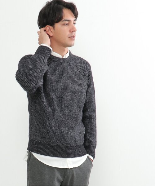 ikka(イッカ)の「【洗える/抗菌防臭】抗菌畦クル-ネックニット(ニット/セーター・メンズ・グレー/オレンジ/グリーン/ネイビー・S/M/L/XL)」の10枚目の写真