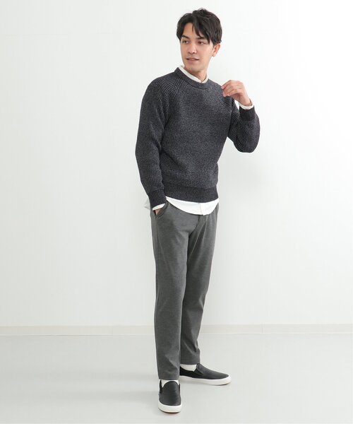 ikka(イッカ)の「【洗える/抗菌防臭】抗菌畦クル-ネックニット(ニット/セーター・メンズ・グレー/オレンジ/グリーン/ネイビー・S/M/L/XL)」の11枚目の写真