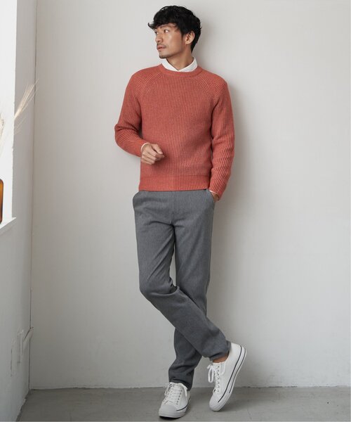 ikka(イッカ)の「【洗える/抗菌防臭】抗菌畦クル-ネックニット(ニット/セーター・メンズ・グレー/オレンジ/グリーン/ネイビー・S/M/L/XL)」の12枚目の写真